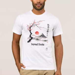 Camiseta Arte em Aquarela da Montanha Sakura Japonesa