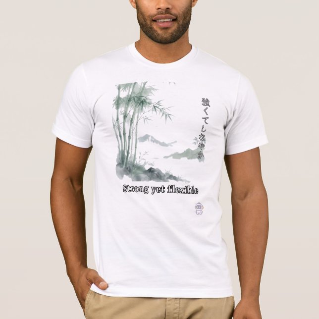 Camiseta Arte em Aquarela de Bambu Japonês (Frente)