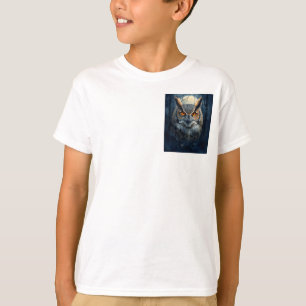 Camiseta Arte em Aquarela de Coruja Mística Coruja da Lua
