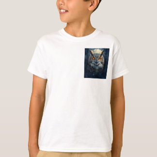 Camiseta Arte em Aquarela de Coruja Mística | Coruja da Lua