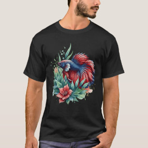 Camiseta Arte em Aquarela de Peixe-Beta Majestoso - Lutador