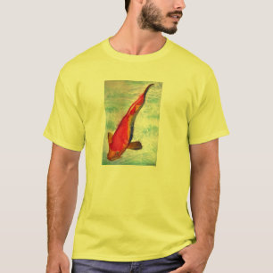 Camiseta Arte em aquarela de peixe japonês Kohaku Koi