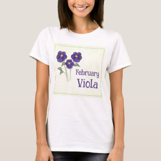 Camiseta Arte em Aquarela Flor de Viola Aniversário de Feve