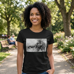 Camiseta Arte em Aquarela Preto e Branco de Elefante Bebê F