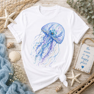 Camiseta Arte em Cerâmica Tema Floral Água-Viva