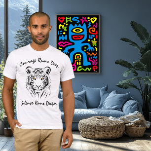 Camiseta Arte em Linha Majestosa - Coragem É Profunda