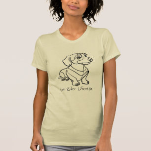 Camiseta Arte em Linhas de Dachshund - Estilo de Vida Low R