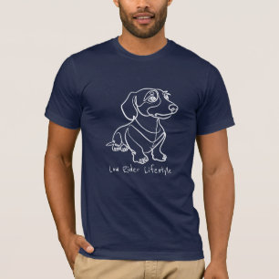 Camiseta Arte em Linhas de Dachshund - Estilo Low Rider