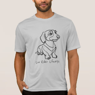 Camiseta Arte em Linhas de Dachshund - Estilo Low Rider