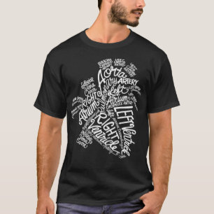 Camiseta Arte em Nuvem de Palavras Brancas Médicas do Cora