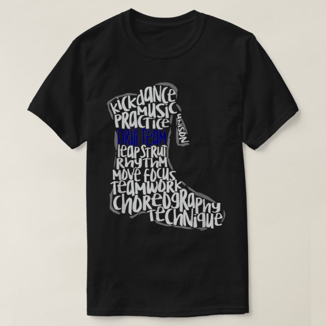 Camiseta Arte em nuvem de Palavras de Marcha de Equipe de D (Frente do Design)