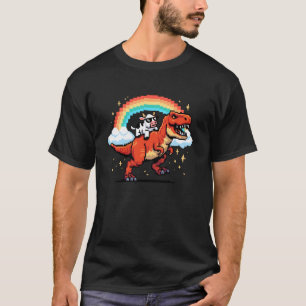 Camiseta Arte em Pixel Cow T-Rex Tyrannosaurus 8 Bit Gráf