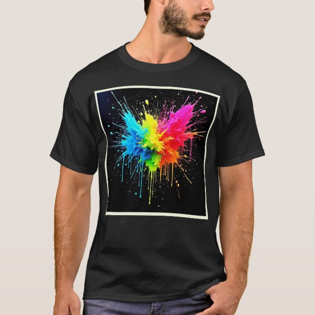 Camiseta Arte em Pó do Arco-Íris (Frente)