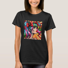 Camiseta Arte em quadrinhos de Pop bonito Colorida Ai Art