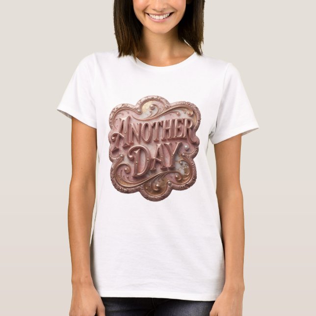 Camiseta Arte em Texto 3D Classic Gold ANOTHER DAY (Frente)