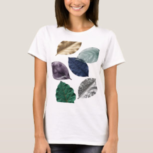 Camiseta Arte em Texto 3D Folhagem Prata Vibrante