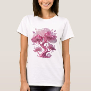 Camiseta Arte em Texto 3D Vibrante Rosa VIDRO ÁRVORE COR-DE
