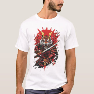 Camiseta Arte em Vetor Negrito de Samurai Tigre Guerreiro