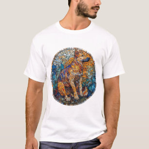 Camiseta Arte em Vidro Pintado do Cão Kai Ken