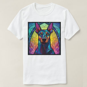 Camiseta Arte em Vidro Pintado Doberman Pincher