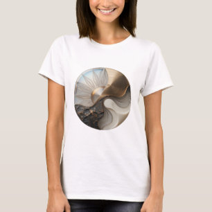 Camiseta Arte em vidro YIN YANG prateado e ousado Design