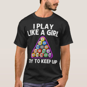 Camiseta Arte engraçada de bilhar para mulheres, meninas, m