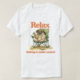 Camiseta Arte engraçada de cachorro de férias na praia do P