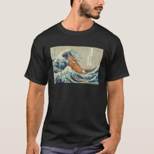 Camiseta Arte Engraçada De Gato A Onda De excelente Kanagaw