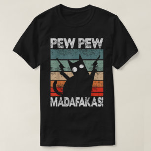 Camiseta Arte engraçada de gato retrô Pew Pew