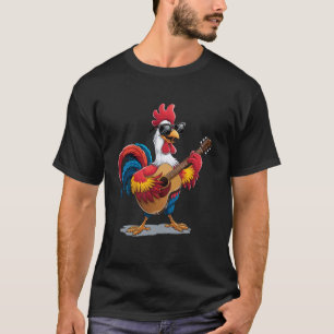 Camiseta Arte engraçada de guitarra Amantes de música Galo