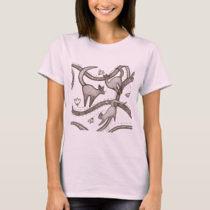 Camiseta arte engraçada de linhagem de gatos