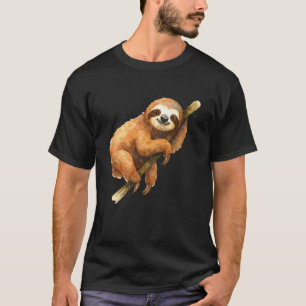 Camiseta Arte Engraçada de Preguiça em Aquarela