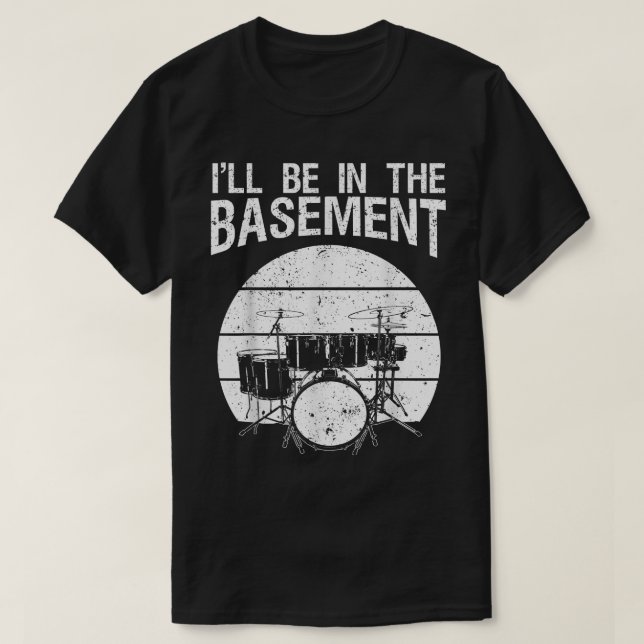 Camiseta Arte Engraçada Para Homens Drum Conjunto De Bebida (Frente do Design)