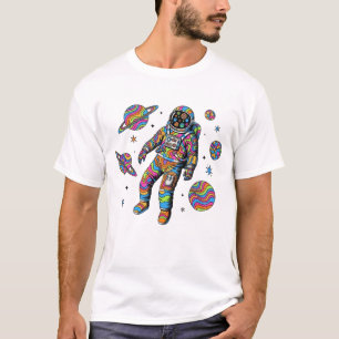 Camiseta Arte Espacial Astronauta Psicodélico Colorido Trip