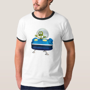 Camiseta Arte Espacial de Desenho Animado de UFO de Alien A