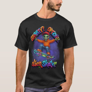 Camiseta Arte Espacial de Hoverboard de Alien Skater com Gr