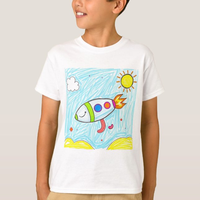 Camiseta Arte espacial divertida com Doodle Colorida (Frente)