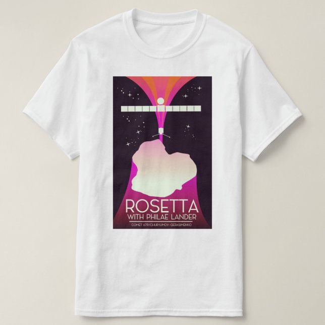 Camiseta Arte Espacial do Rosetta & Philae Lander. (Frente do Design)