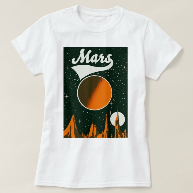 Camiseta Arte espacial retrô de Marte (Frente do Design)