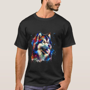 Camiseta Arte Espalhado Malamute do Alasca Malamutes
