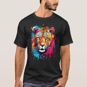 Camiseta Arte Espelhada de Amante de Felino Selvagem Onça C