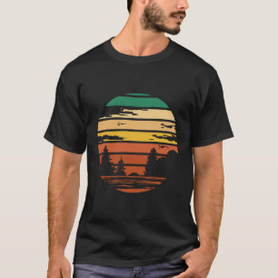 Camiseta Arte Estética de Paisagem de Palmeira Pôr do Sol R