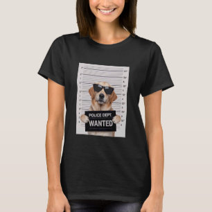 Camiseta Arte estilo Mugshot Golden Retriever GR Cão Goldie
