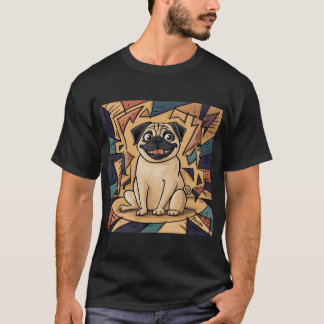 Camiseta Arte expressiva para amantes de Pug nos anos 1950