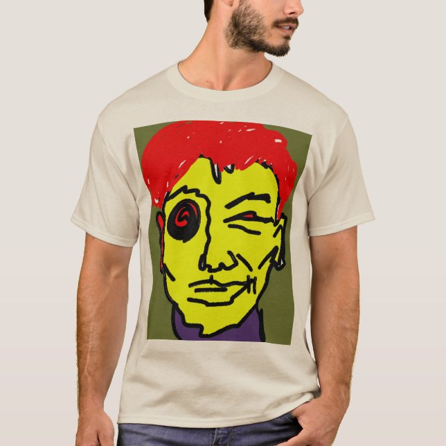 Camiseta Arte Facial Expressionista Abstrata Retro com Cabe (Frente)