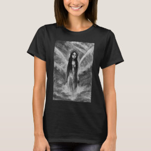 Camiseta Arte Fantasia de Anjo Sombrio Fada Mulher La Luna