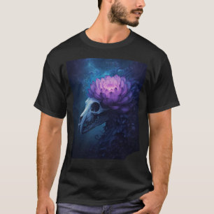 Camiseta Arte Fantasia de Crânio de Lótus Cósmico Místico