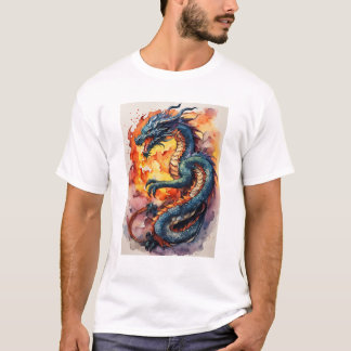 Camiseta Arte Fantástica do Dragão Vermelho Feroz