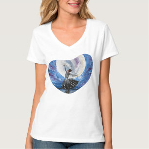 Camiseta Arte feita à mão - dançando com a lua