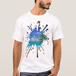 Camiseta Arte feita à mão - Dia e Noite 